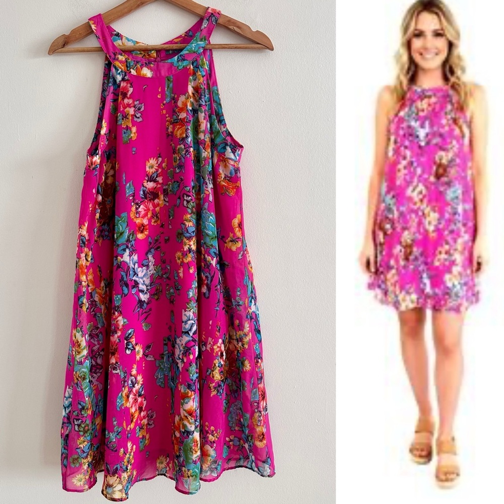 Betsey Johnson pink floral trapeze dress size 6 - Picture 6 of 6